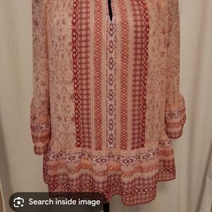 St. John's Bay Red and White Patterned Blouse